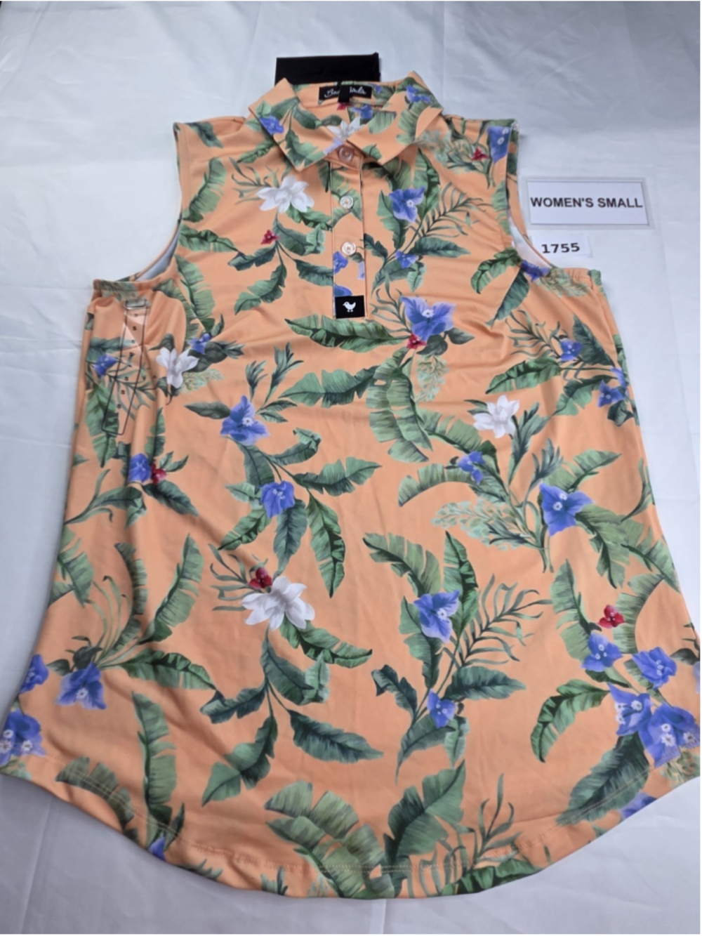 Bad Birdie Womens Core Polo Sleeveless Flora Fiesta Floral Golf Shirt S NWT 1755